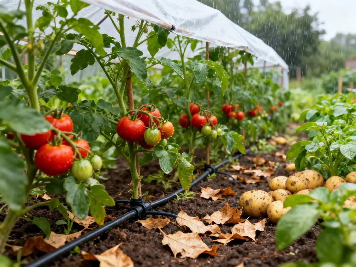 Przewiewna uprawa pomidorów i ziemniaków z podlewaniem przy podłożu
